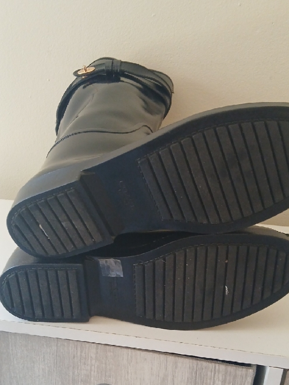 Coach Women's Black Gloss Tall Rain Boots with Calf Strap Detail - Picture 6 of 6